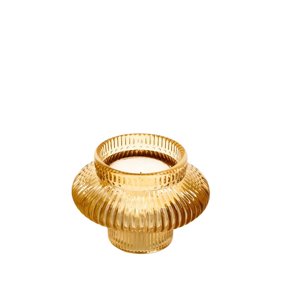 Castiçal Decorativo Porta Vela Âmbar Vidro Sodo Cálcico 6Cm