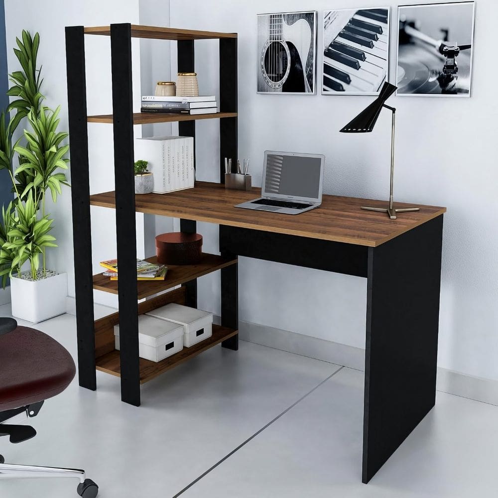Mesa Escrivaninha Office Com Estante 3 Prateleiras Match