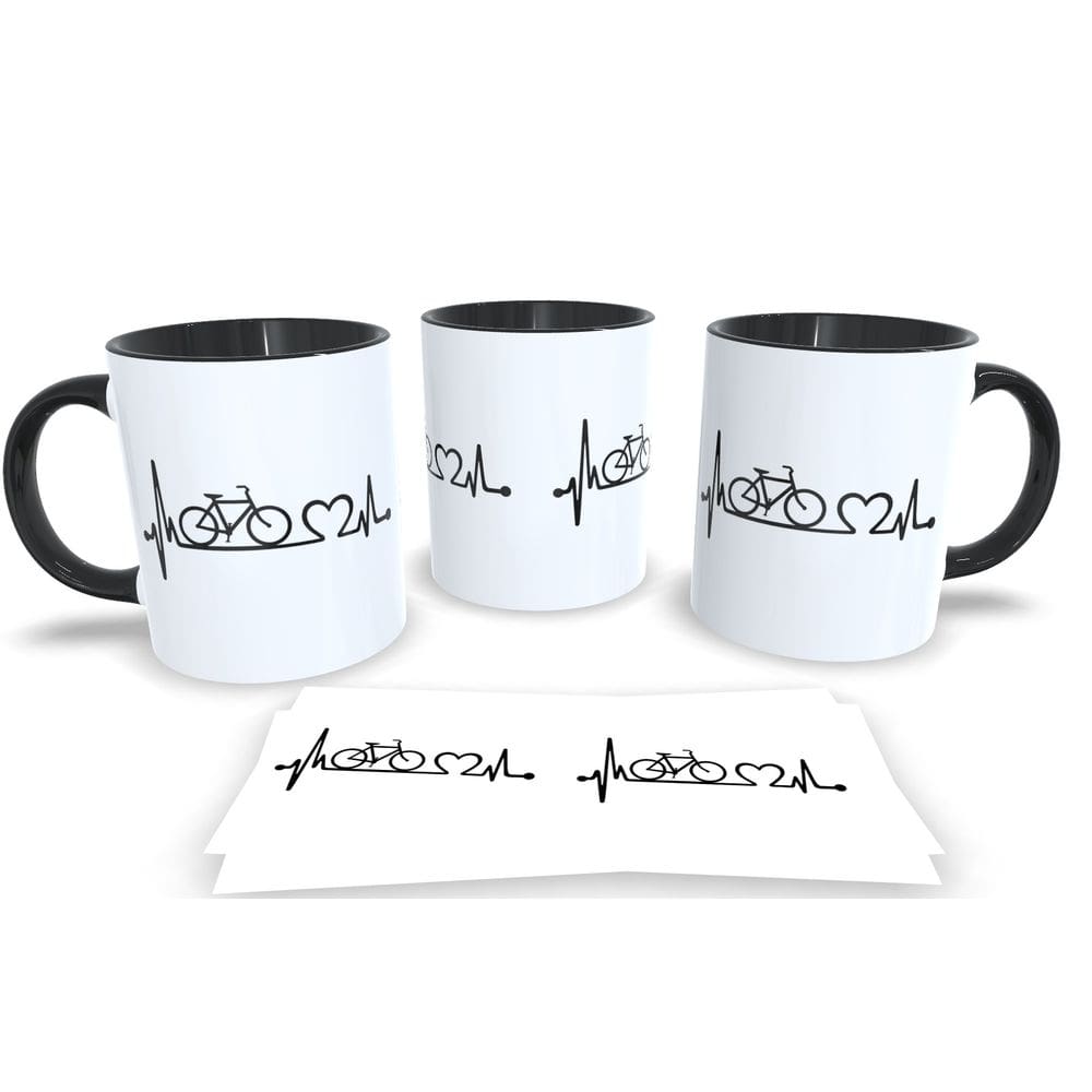 Caneca de Porcelana Preta Personalizada Coleção Ciclismo