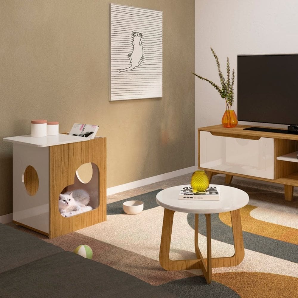 Sala de Estar Lotus - Rack, Mesa Pet e de Centro
