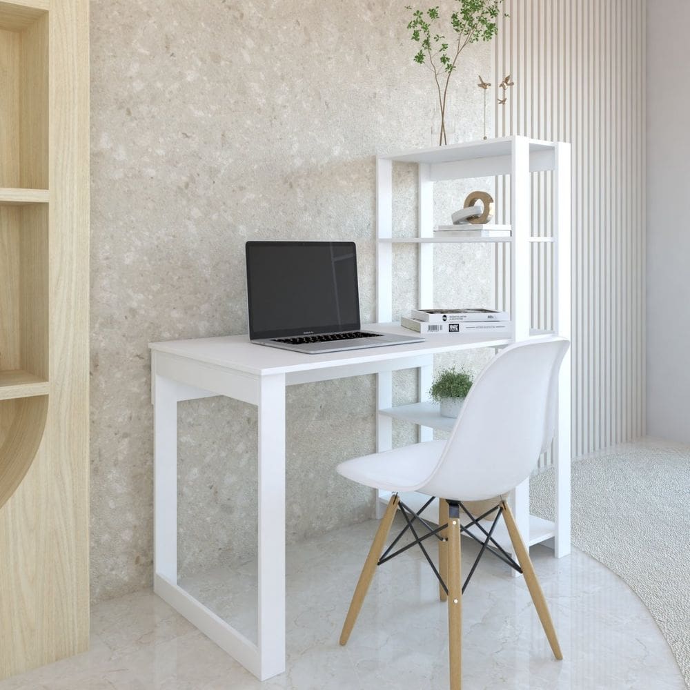 Mesa Escrivaninha Com Estante Licce 4 Prateleiras