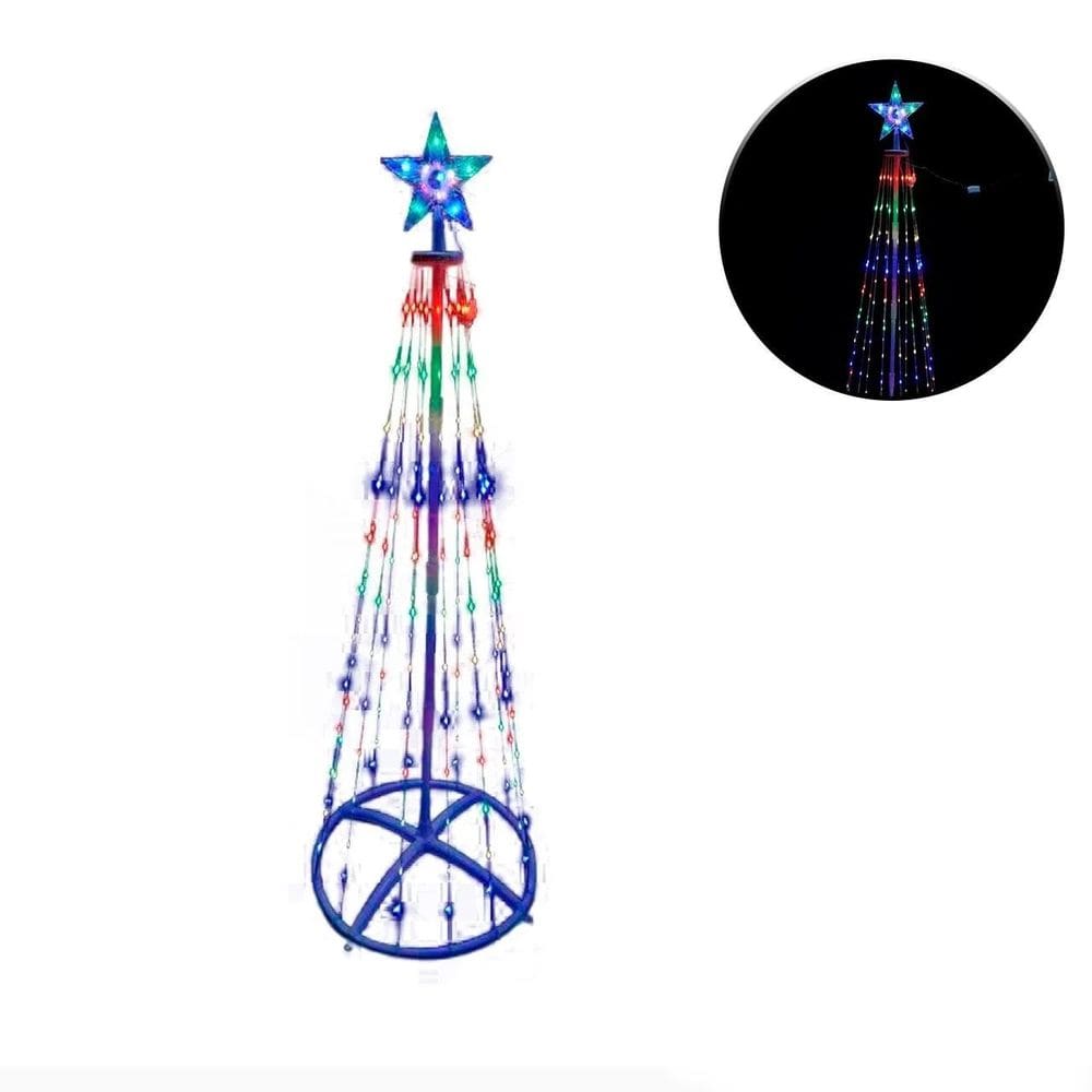 Árvore de Natal Led Cone com Ponteira Luzes Coloridas 1,5M