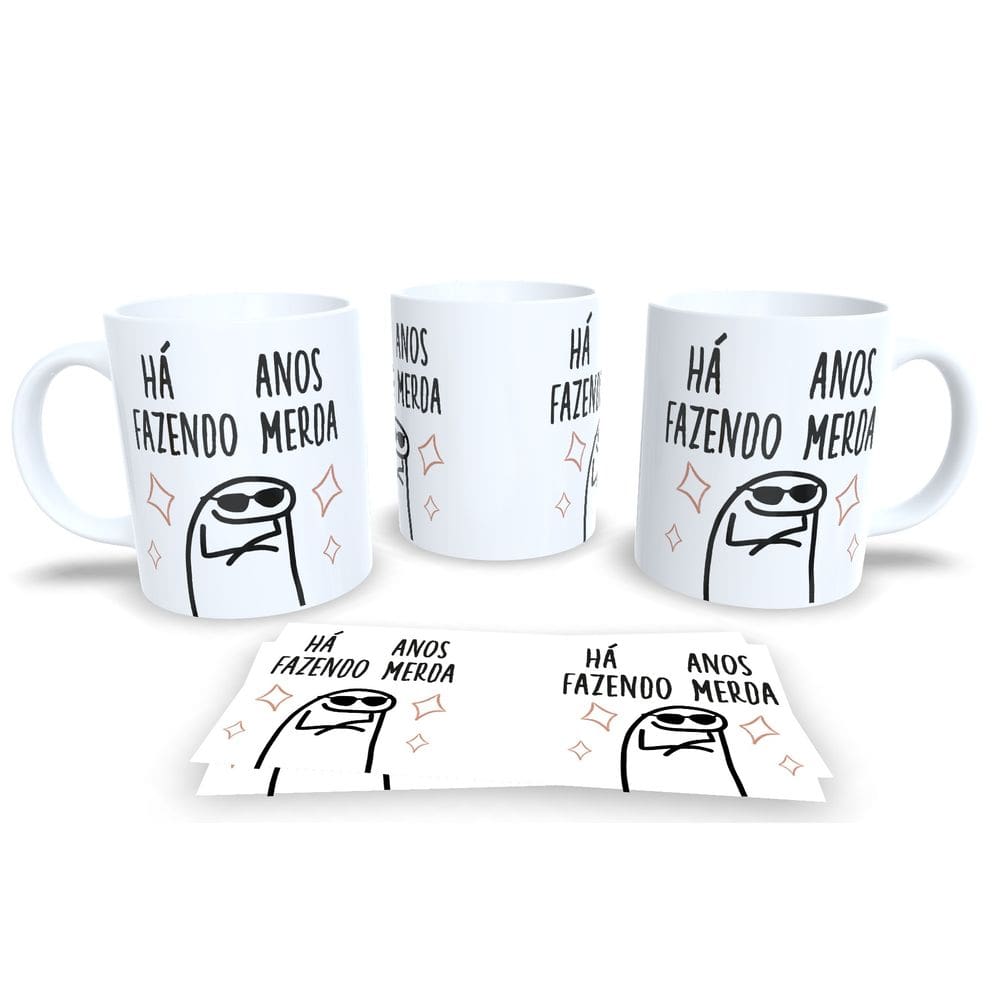 Caneca de Porcelana Branca Personalizada Coleção Flork Temas Variados 2