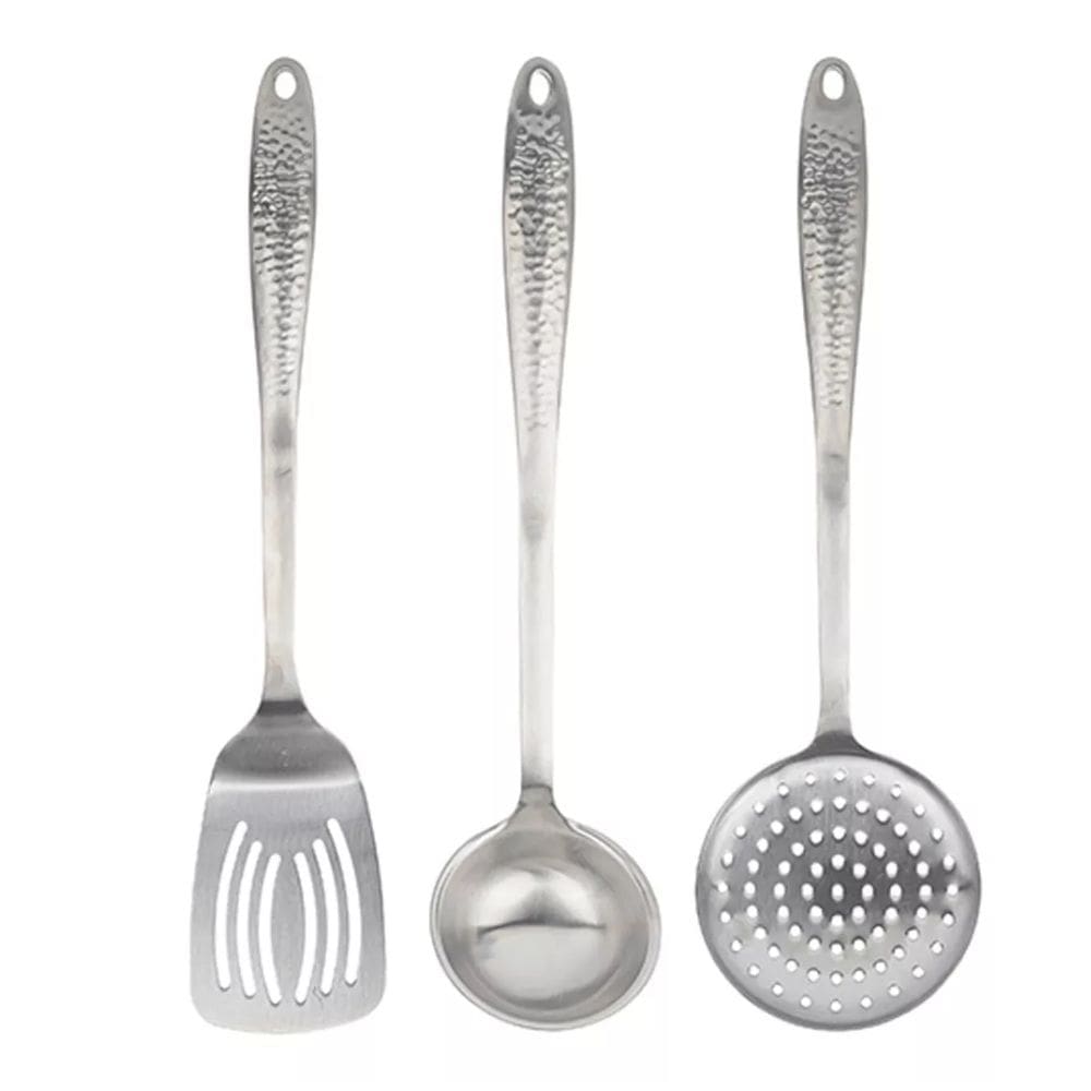 Jogo Utensilios Cozinha 3 peças Cabo em Aço c/ Alça Nylon