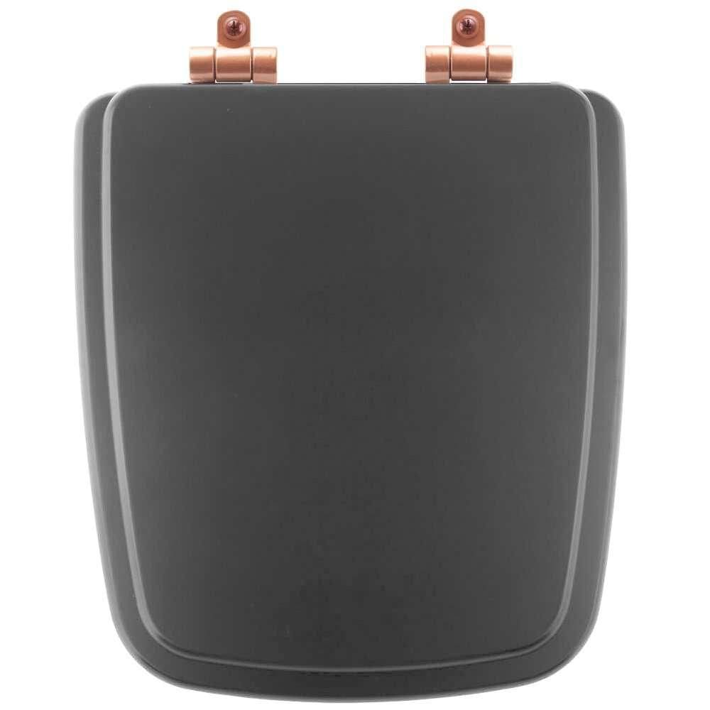 Assento Sanitário Poliéster Soft Close Boss Onix (Preto Fosco) para Vaso Incepa com Ferragem Rose Gold
