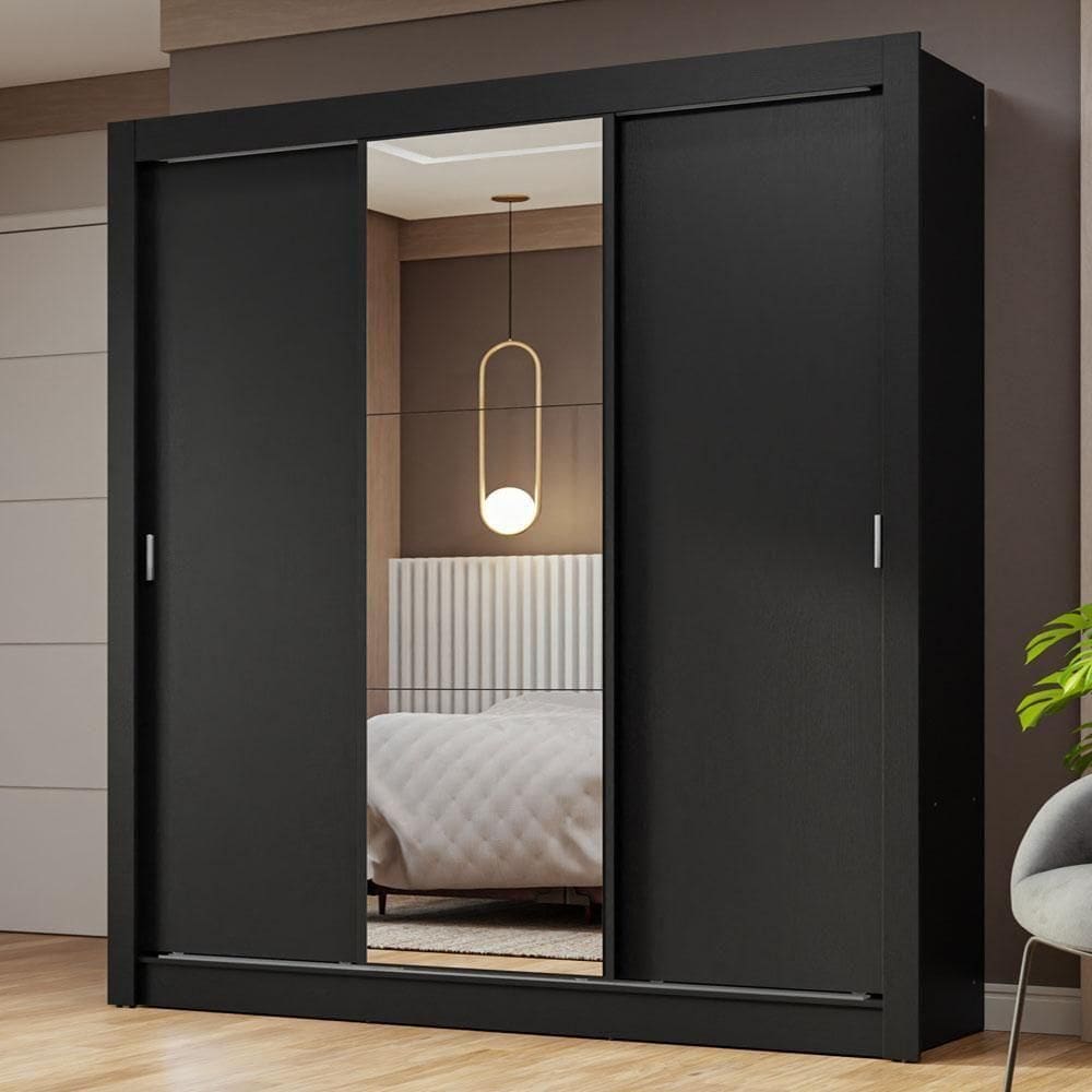 Guarda-roupa Casal 3 Portas De Correr Com Espelho Madesa