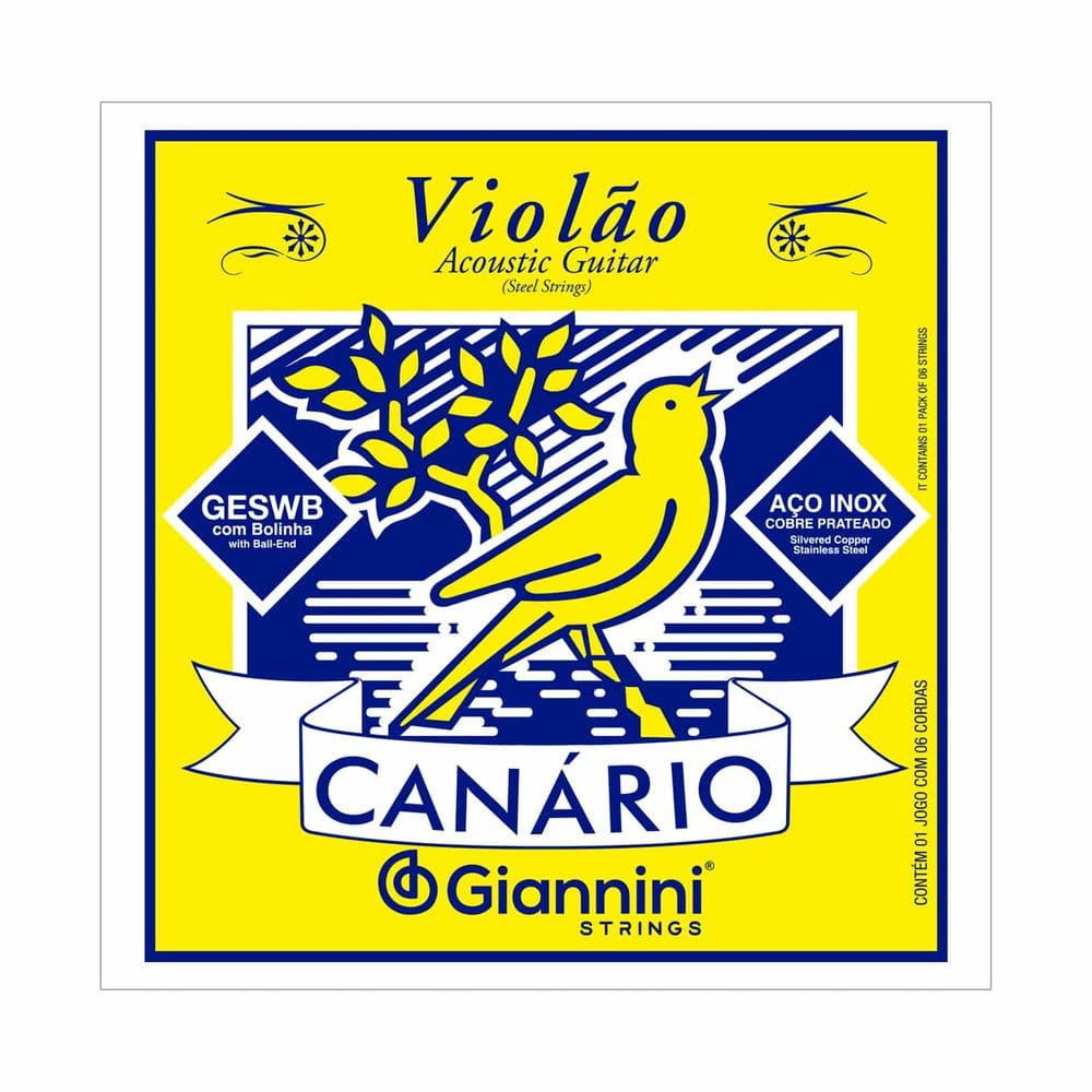 Encordoamento para Violão Aço 6 cordas Giannini Canário GESWB