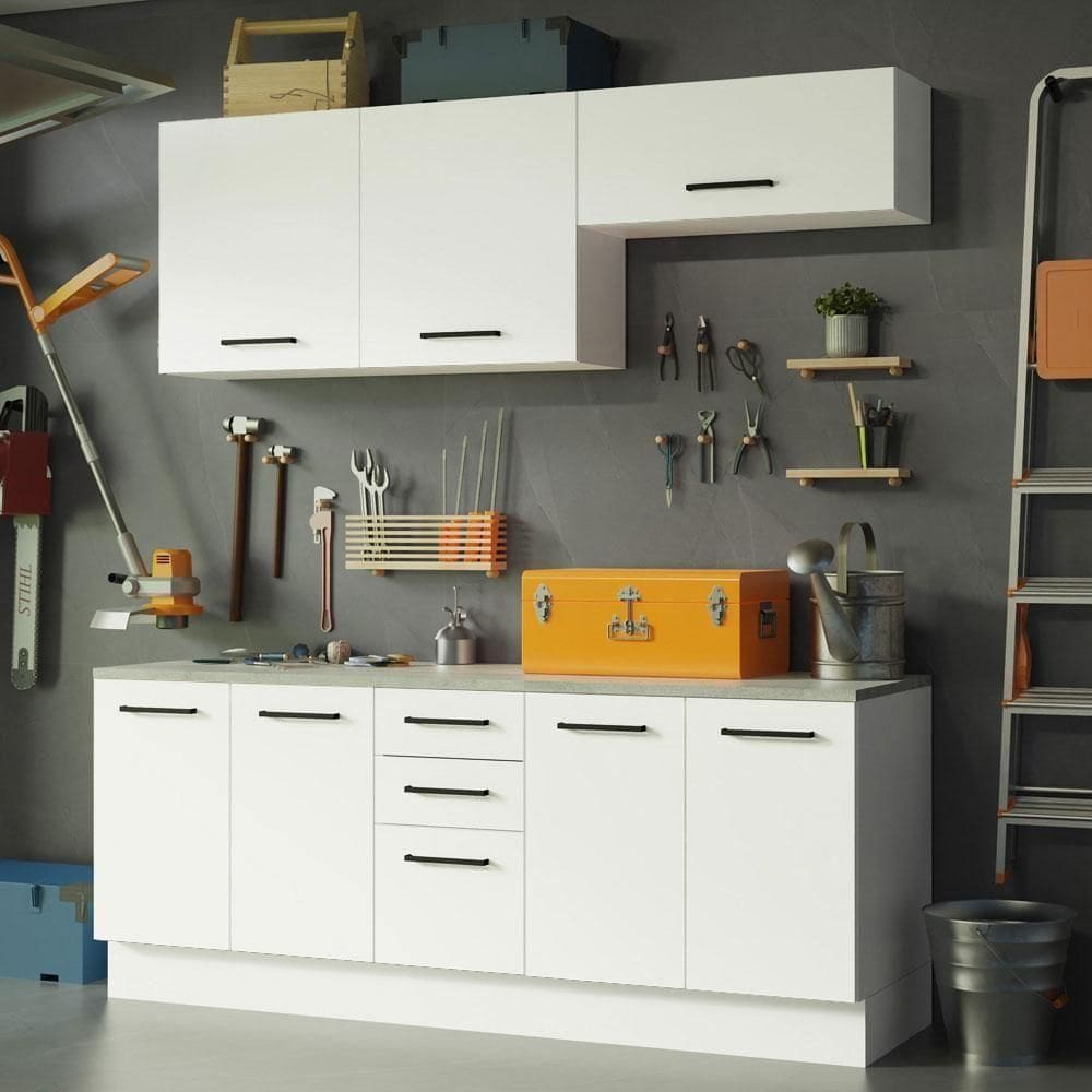 Kit 2 Balcões E 2 Armários Aéreos 200cm Branco