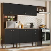 Armário Cozinha Compacta 235cm Rustic/Preto Gourmet 02