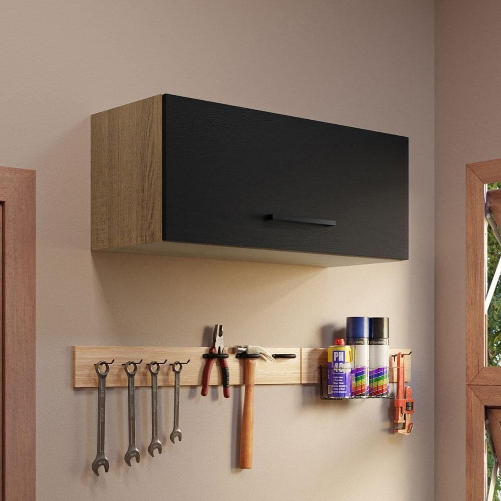 Armário Aéreo 80cm Rustic/Preto Agata Madesa