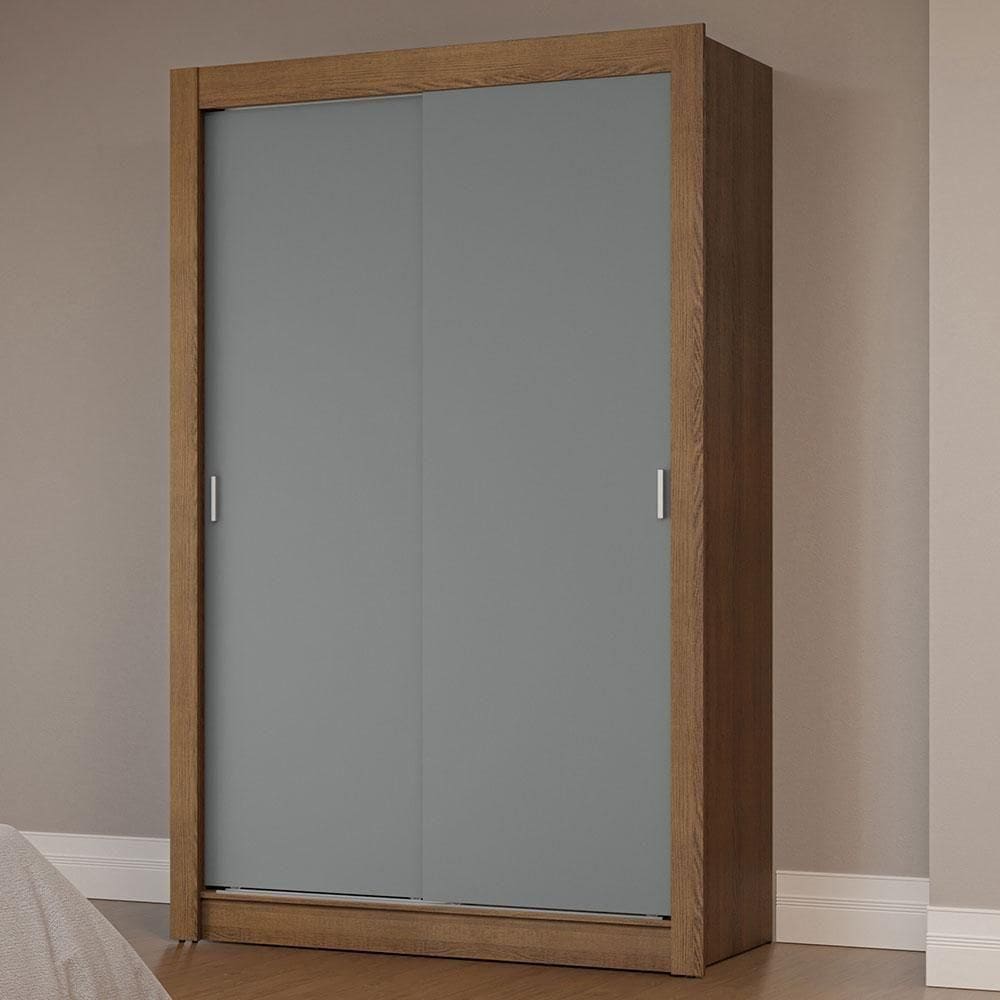 Guarda-Roupa Solteiro 2 Portas Correr Rustic/Cinza