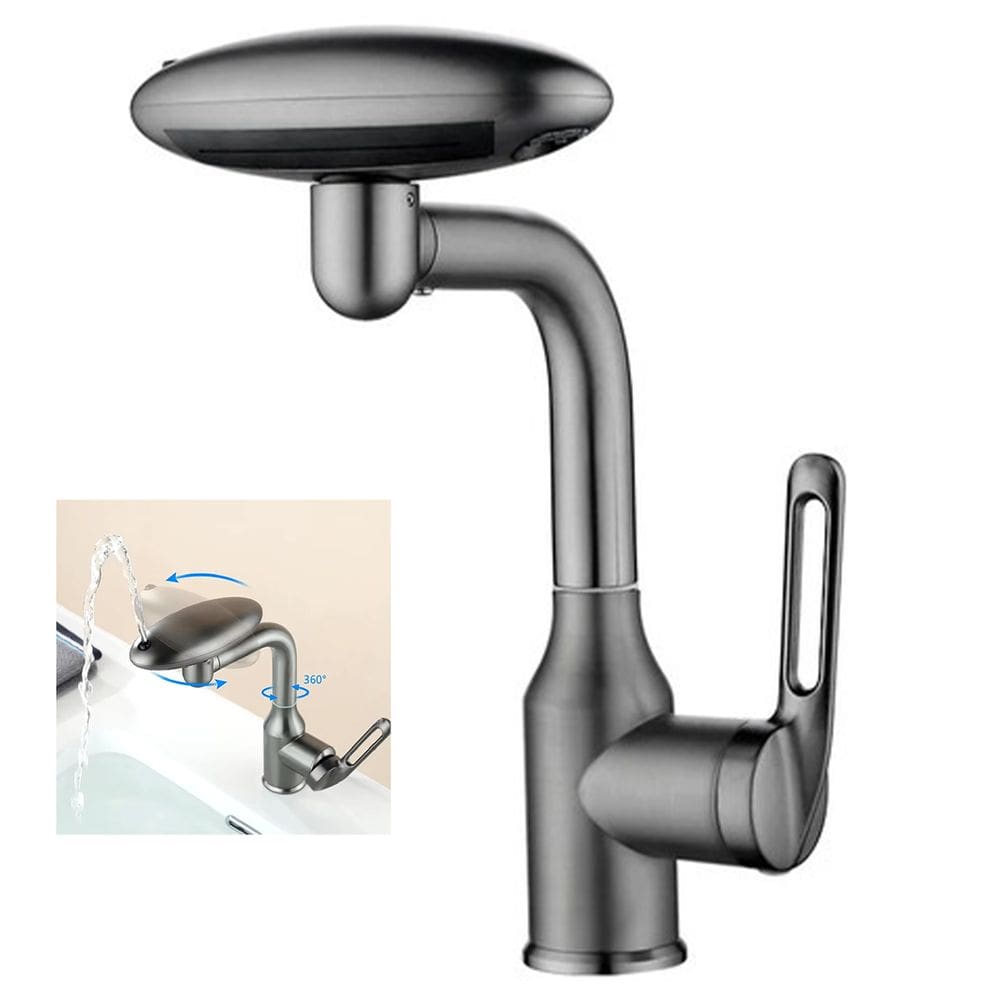 Torneira Monocomando Banheiro Cozinha Rotaçao 360 Graus Quatro Jatos de Agua Cascata Modo Bolha Cortina de Agua Misturador Quente Frio Sofisticado