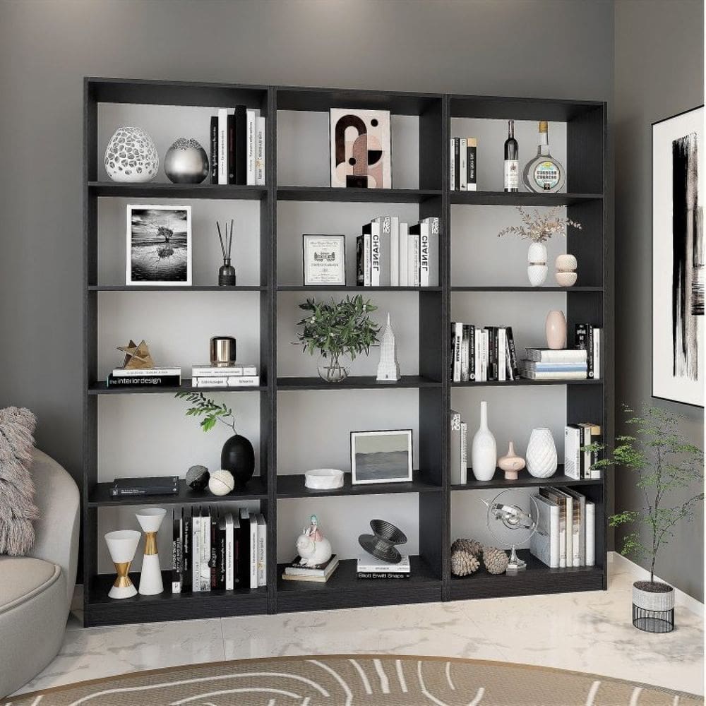 Conjunto Montreal com 3 Estantes Livreiro Multiuso Yescasa Preto