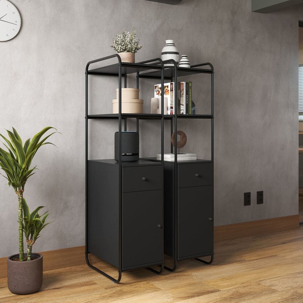 Estante Criare C/01 Gaveta 01 Porta Preto