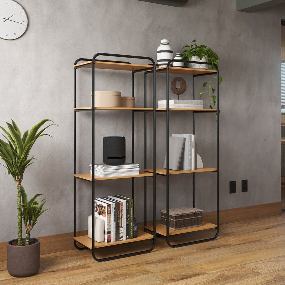 Estante para Livros Estilo Industrial Criare Preto/Marrom