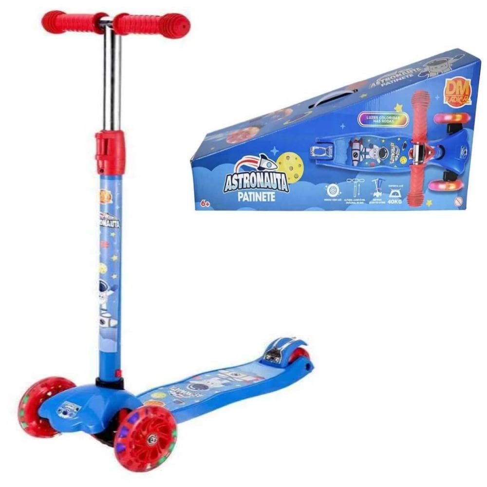 Patinete Infantil Led Radical Astronauta Foguete Ajustável