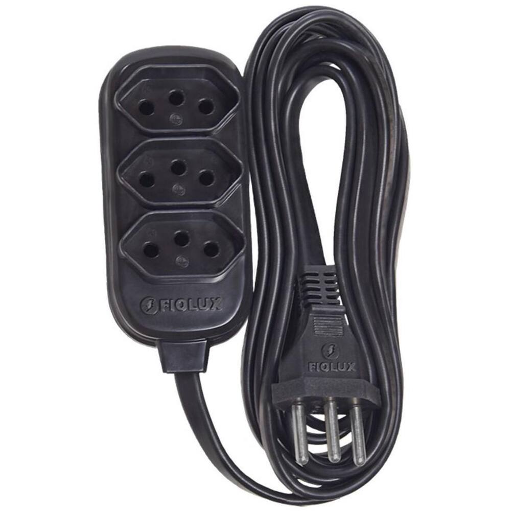 Extensão Elétrica Tripolar 10M 3 Tomadas 2P+T 10A Fiolux