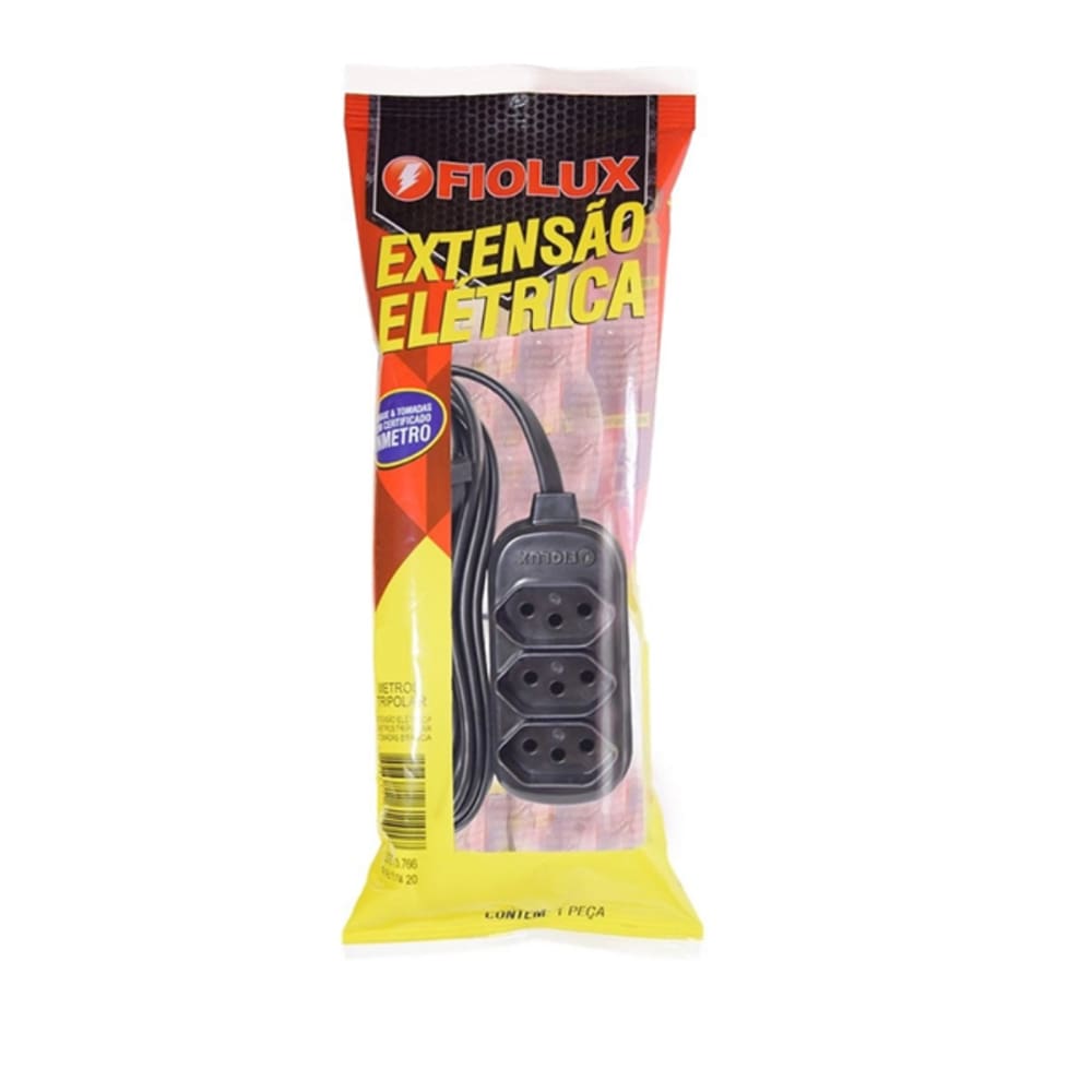 Extensão Elétrica Tripolar 3M 3 Tomadas 2P+T 10A Fiolux