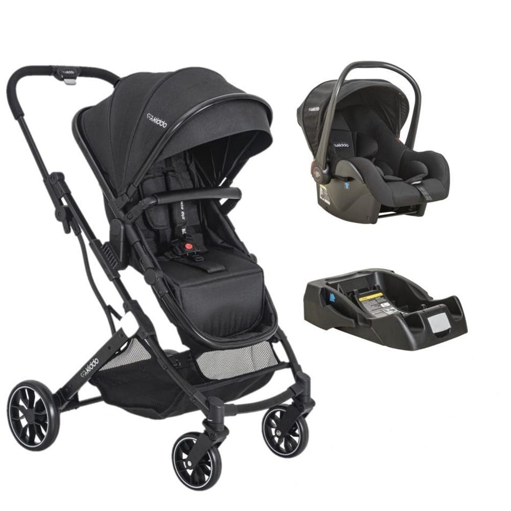 Trio Carrinho Zig Zag Kiddo c/ Bebê Conforto e Base p/ Carro