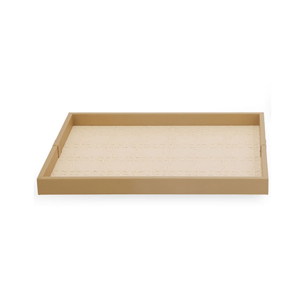 Bandeja Decorativa em Mdf com Revestimento em Pu Bege Claro e Marrom 40cm 19397-P Mart