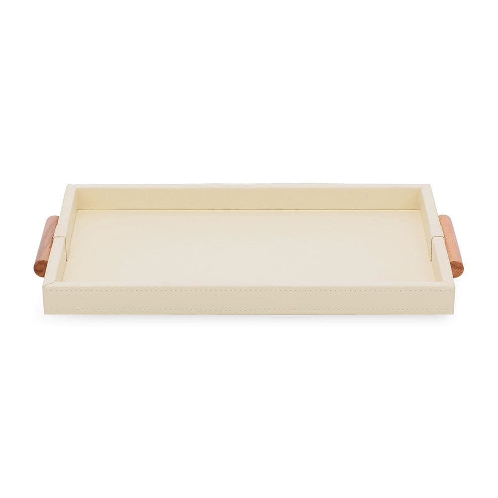 Bandeja Decorativa em Mdf com Revestimento em Pu Bege Claro 44cm 19341 Mart
