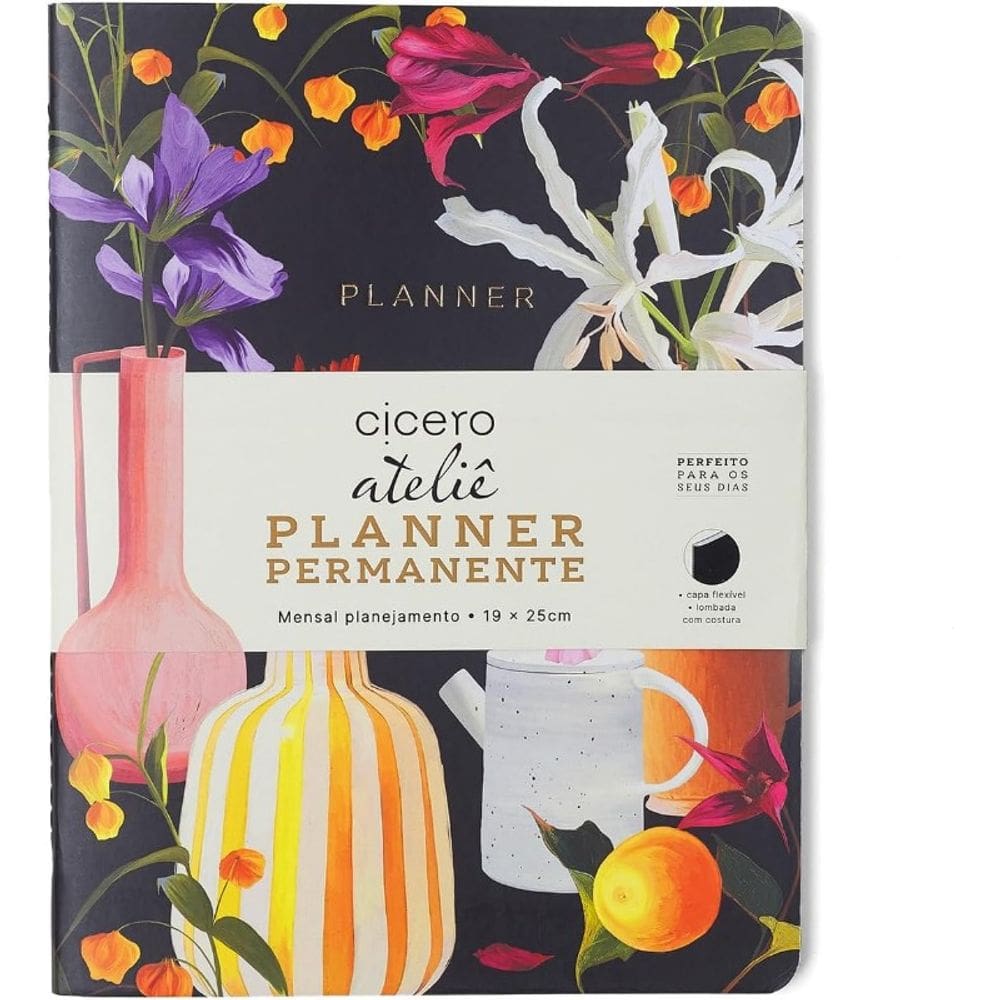 Planner Permanente Revista Planejamento Atelie Mensal 19x25 Preto