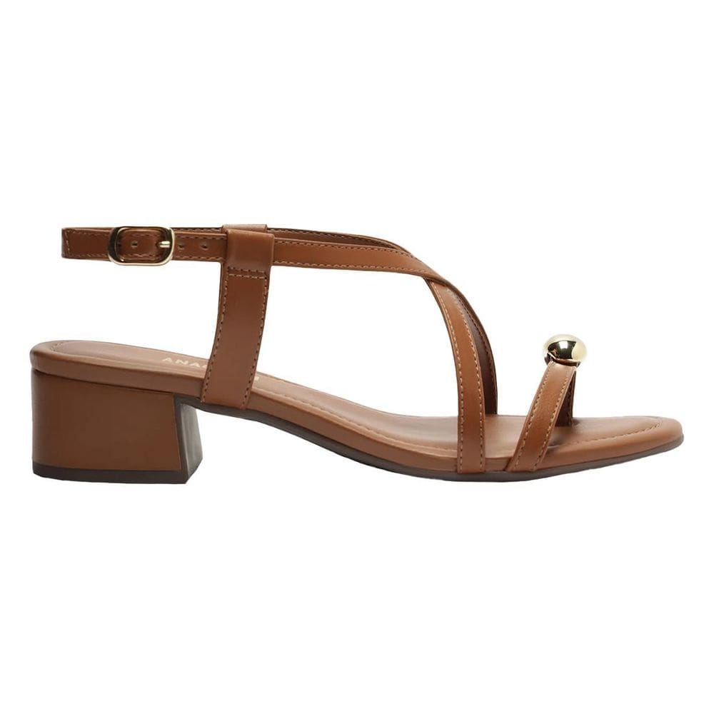 Sandália Anacapri Salto Bloco Detalhe Metal