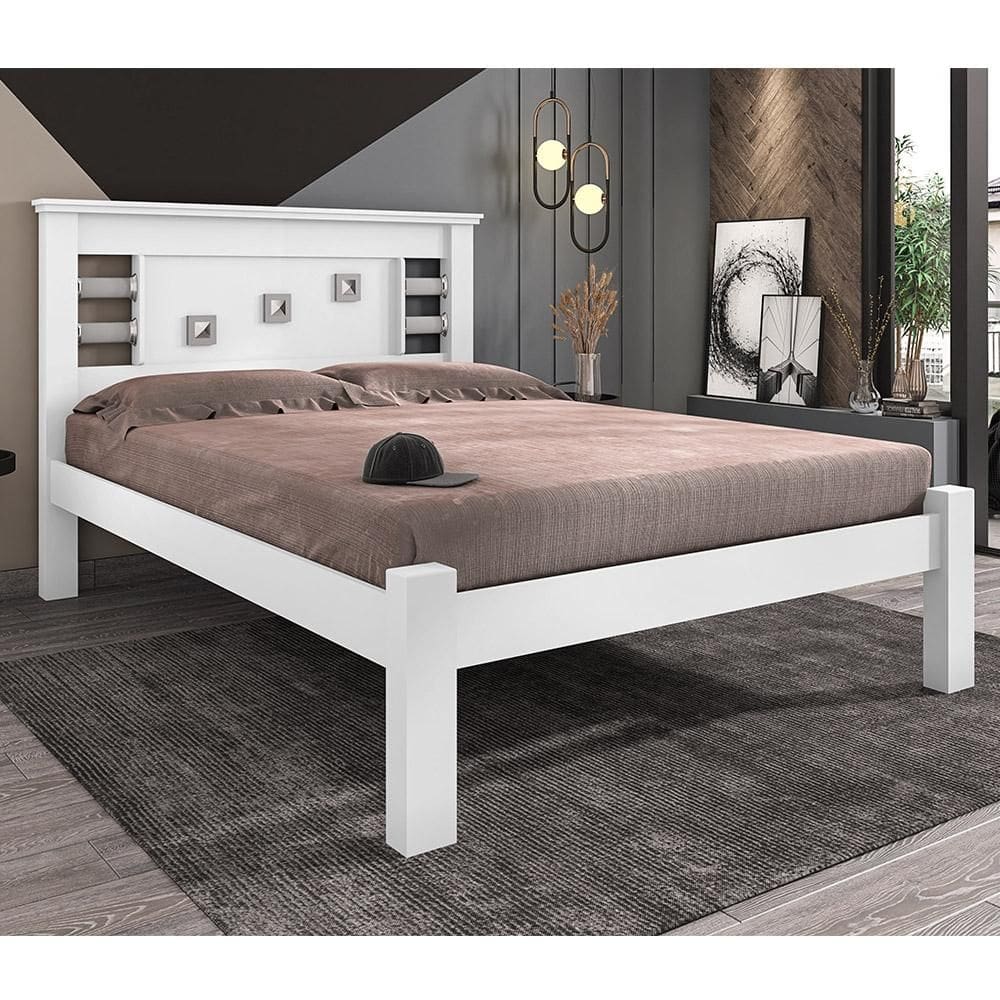 Cama com Detalhe Cabeceira Casal Lavínia Branca