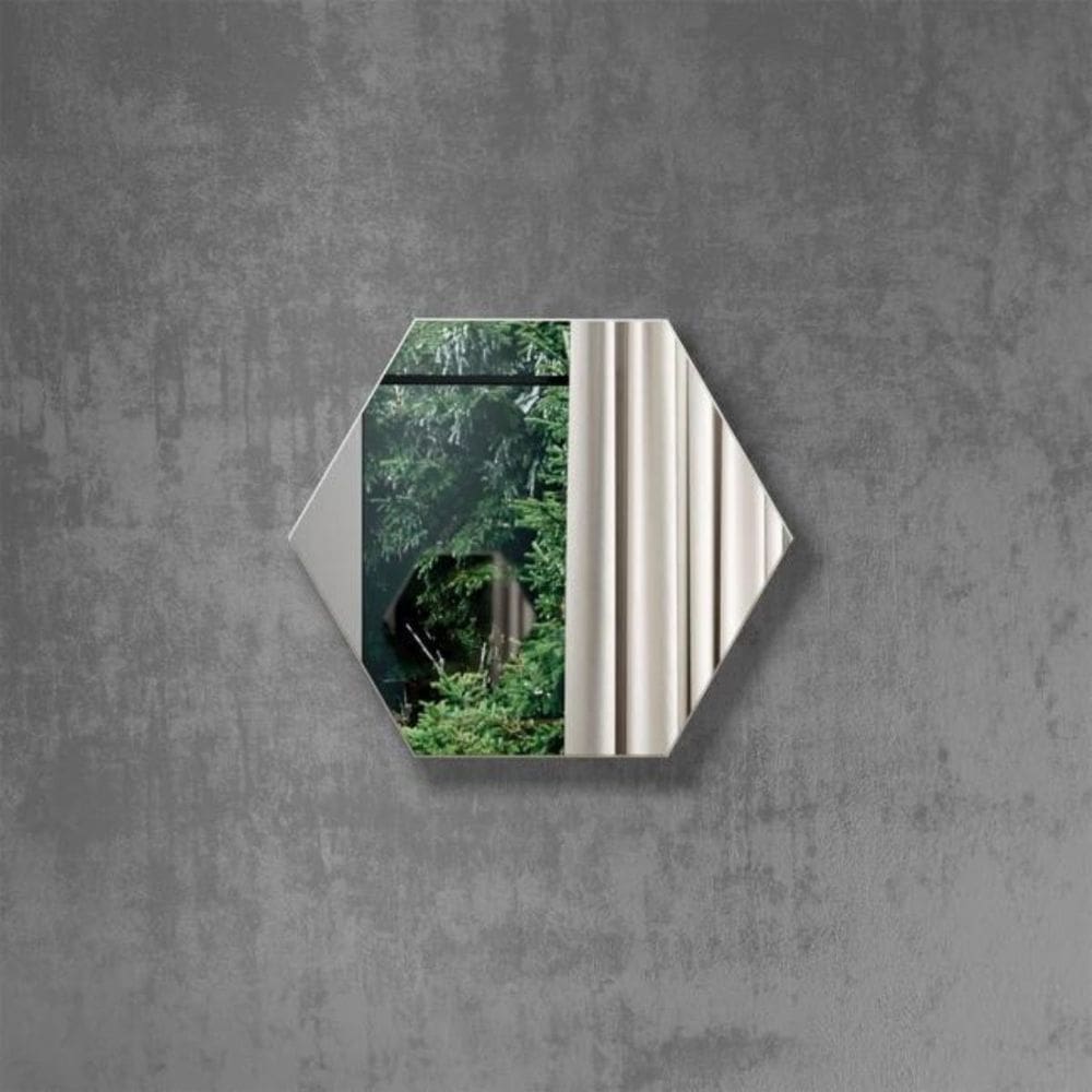 Espelho Decorativo Hexágono 69cm Off White Dalla Costa