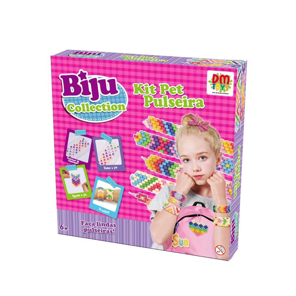 Conjunto Biju Collection Miçangas Kit Pet Pulseira Dm Toys