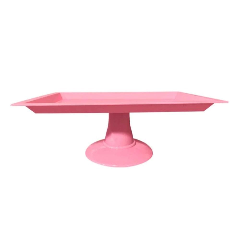 Bandeja Retangular com Base para Doces e Lembrancinhas Rosa 31cm