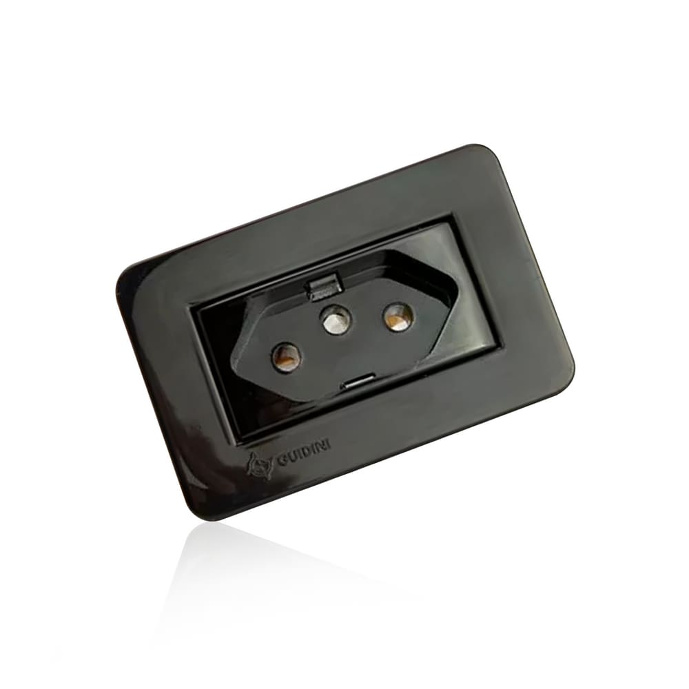 Tomada Easy Instal Preta Simples 3 Pinos de 20a 250v Guidini
