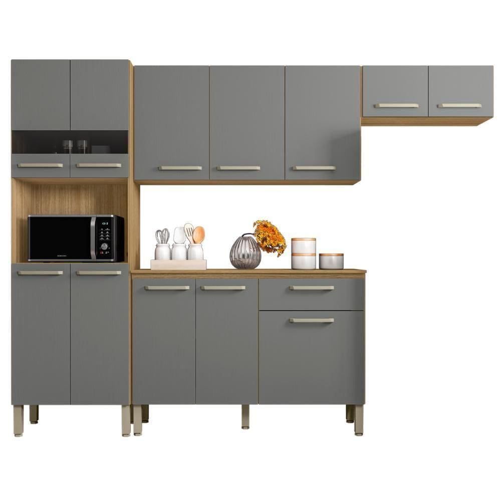 Armário De Cozinha Completo Palma Freijó Gris