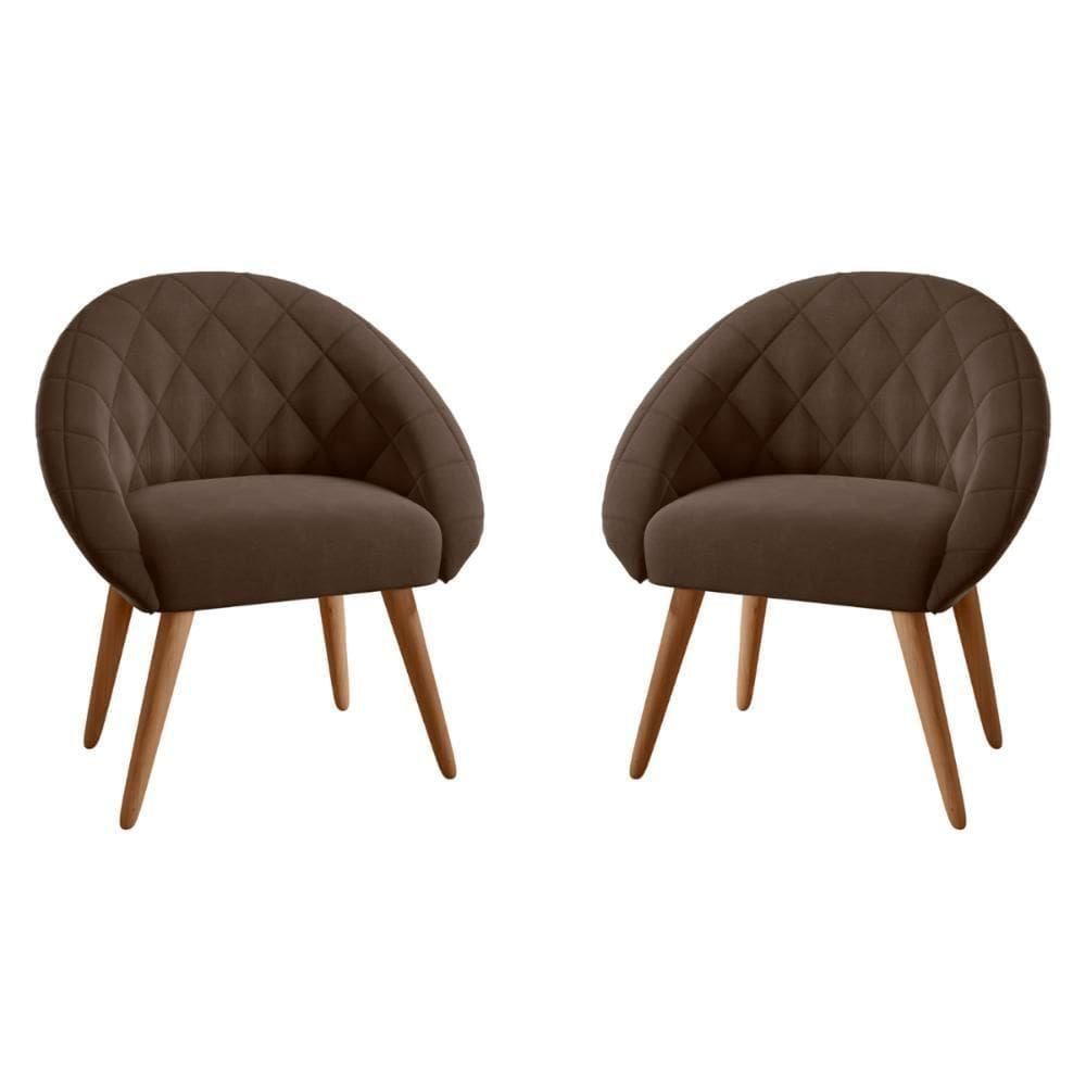 Conjunto Poltrona Para Sala De Recepção Celina Inca Marrom