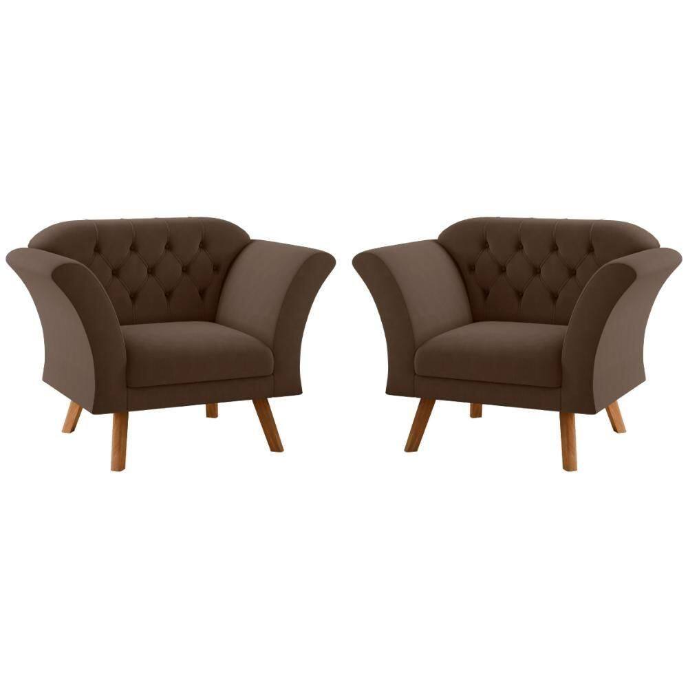 Conjunto Poltrona Para Sala De Recepção Moreira Inca Marrom