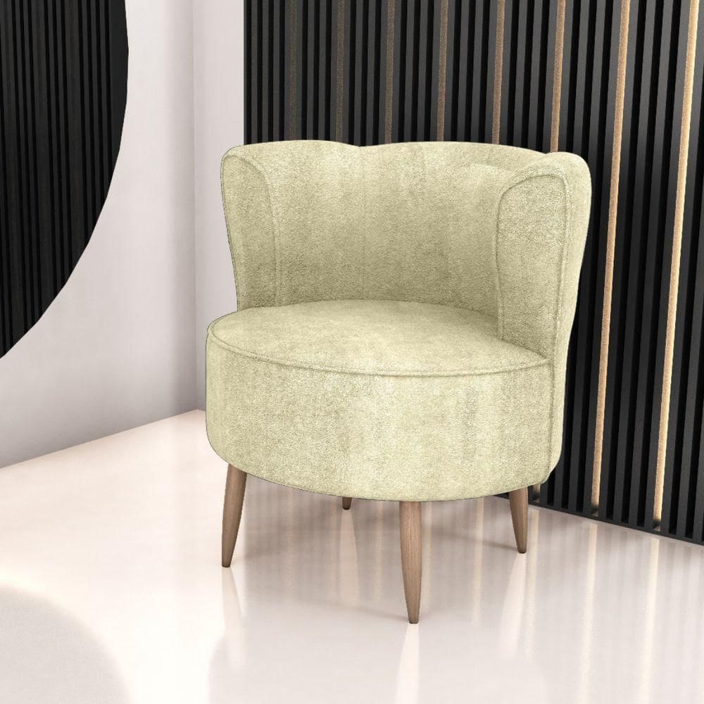 Poltrona Decorativa Para Sala Ariel Boucle Bege
