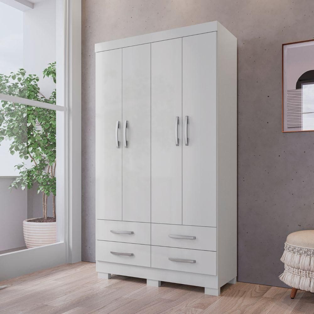 Guarda Roupa 4 Portas E 4 Gavetas Deventer Branco