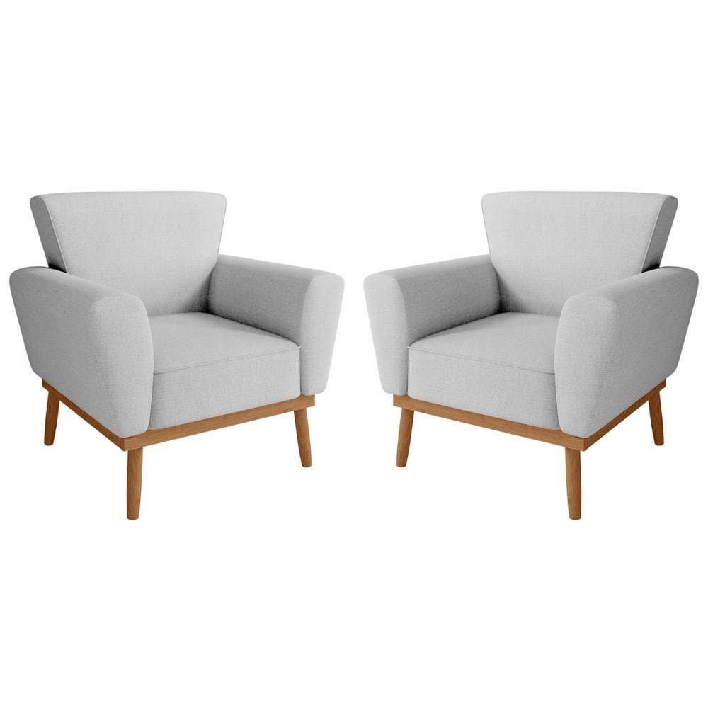 Conjunto Poltrona Para Sala De Recepção Viana Linha Cinza