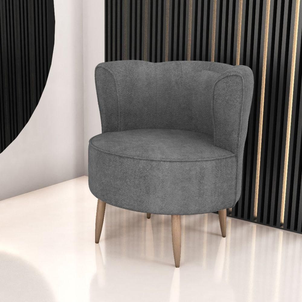 Poltrona Decorativa Para Sala Ariel Boucle Cinza