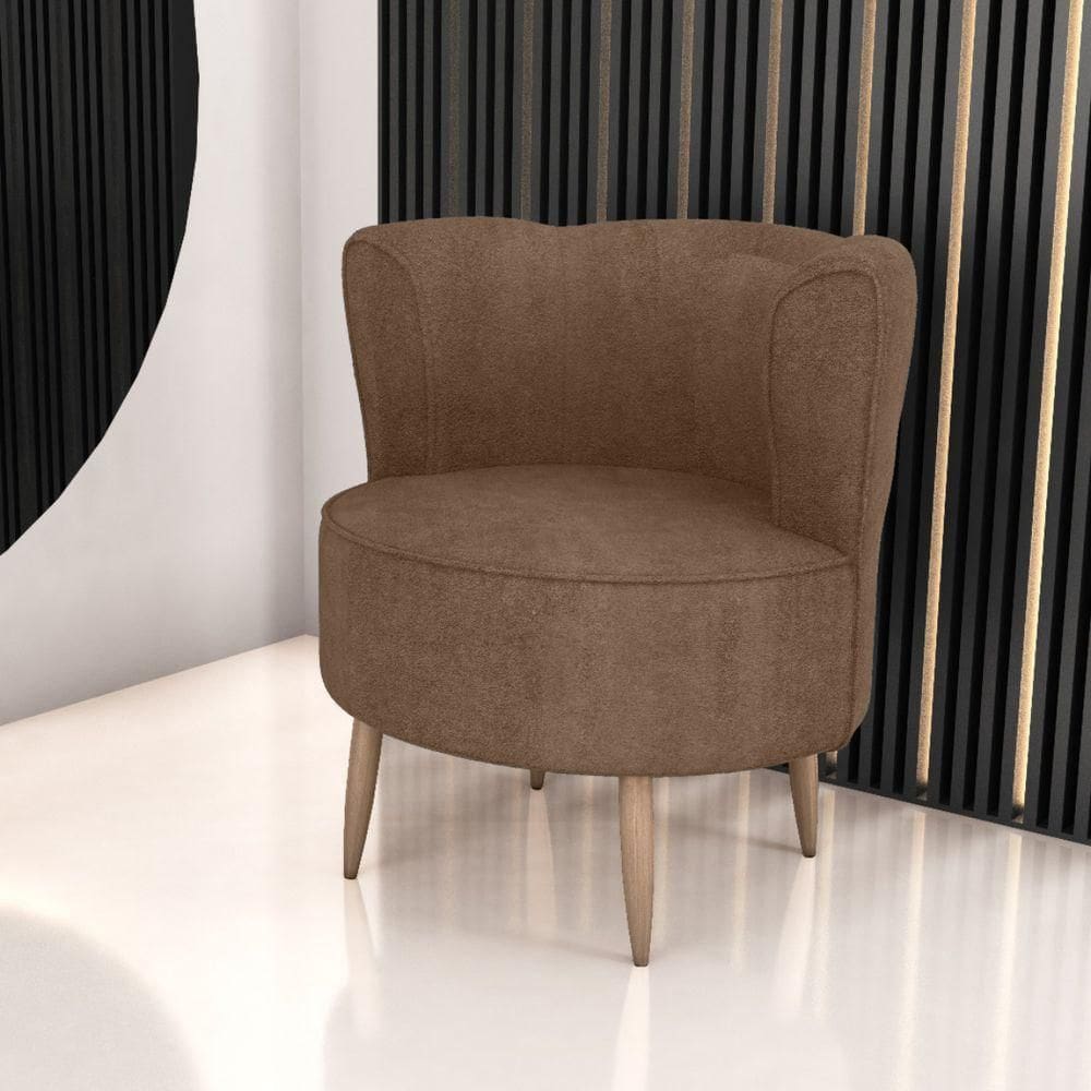 Poltrona Decorativa Para Sala Ariel Boucle Marrom