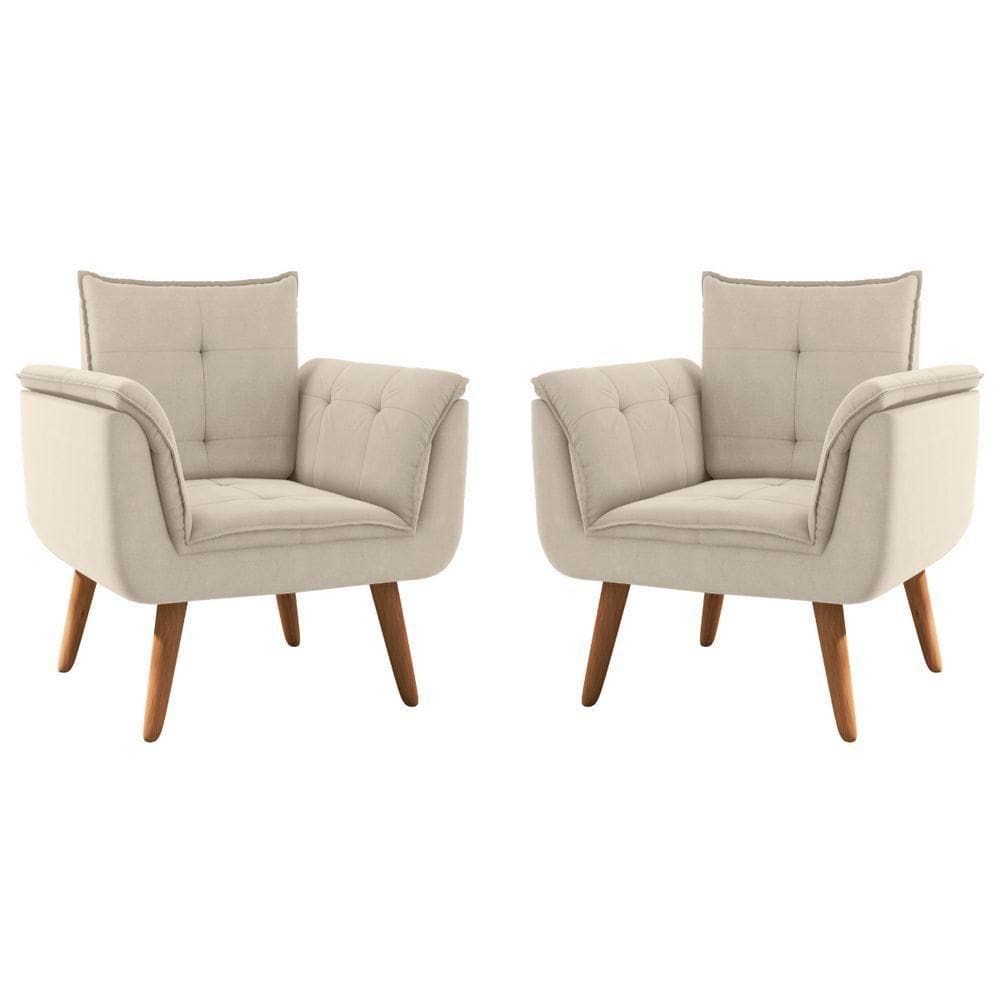 Conjunto Poltrona Para Sala De Recepção Silveiras Inca Areia