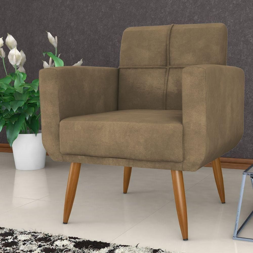 Poltrona Decorativa Itaqui Veludo Turkey Cappuccino