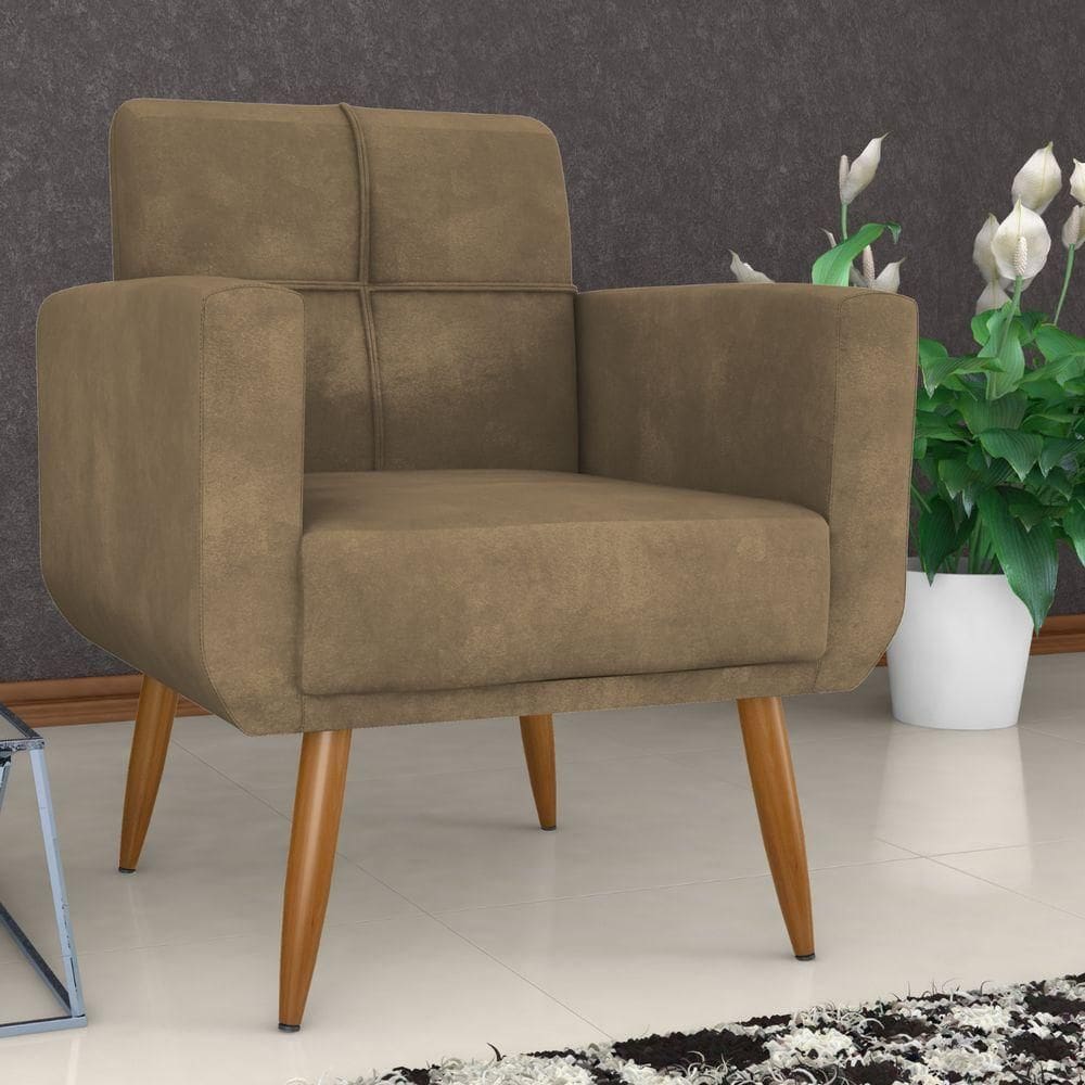 Poltrona Decorativa Juan Veludo Turkey Cappuccino