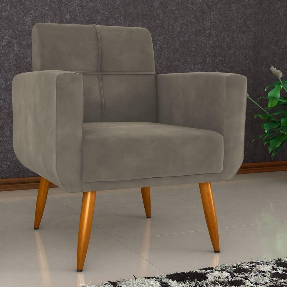 Poltrona Decorativa Juan Veludo Cappuccino
