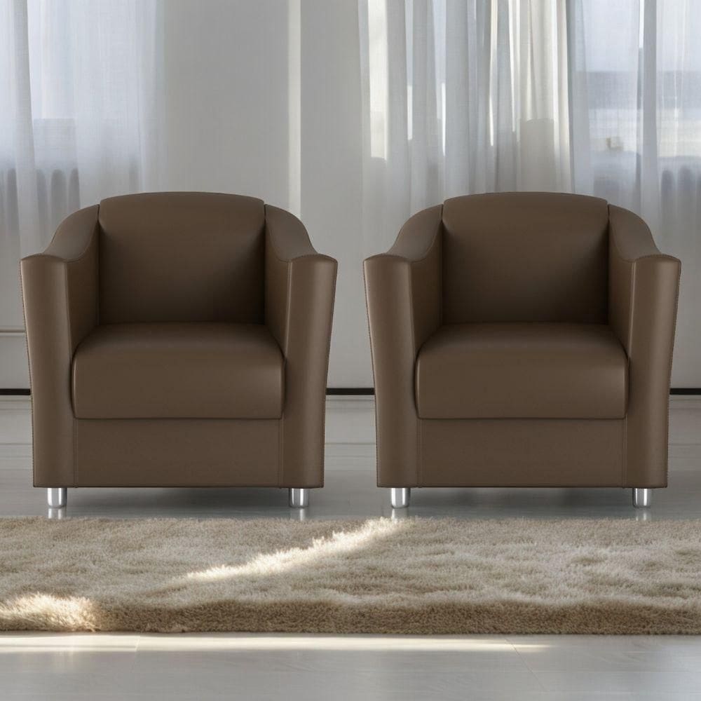 Conjunto De Poltronas Classicas Chloe Sintetico Marrom