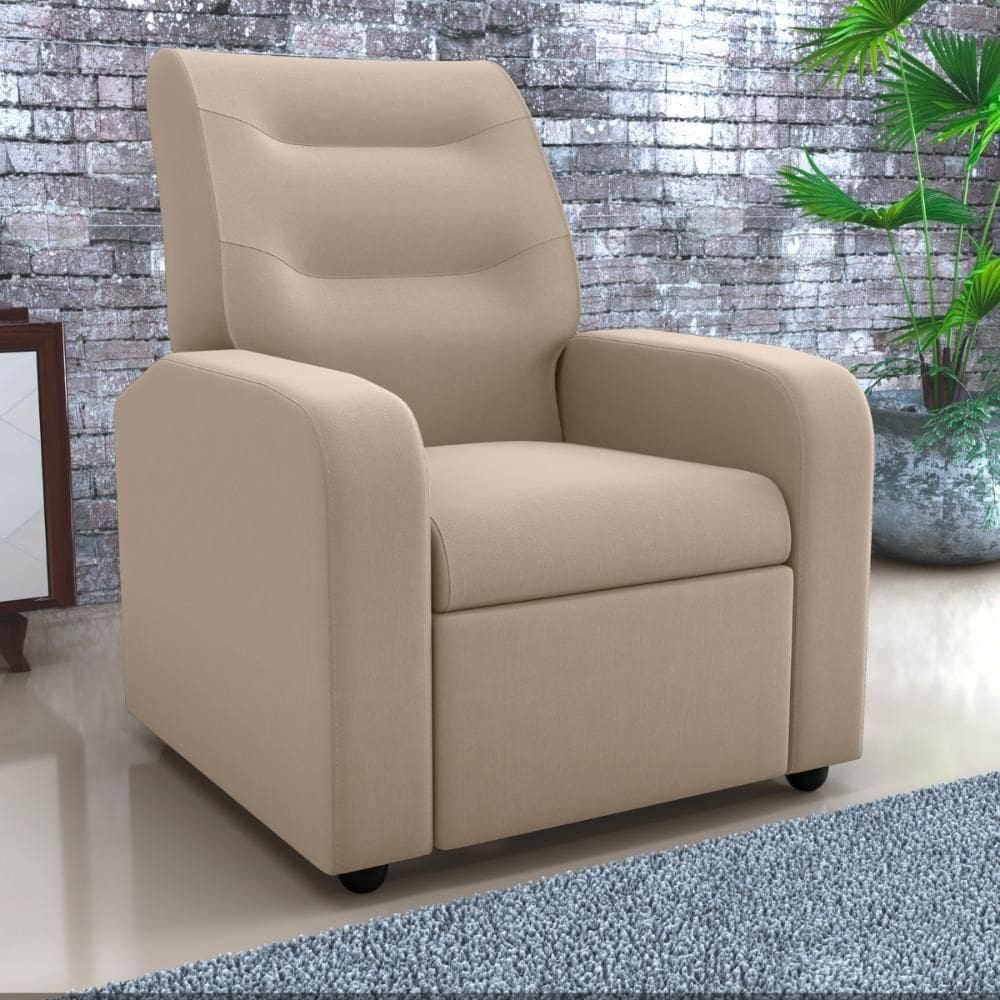 Poltrona Reclinável Decorativa Jersey Veludo Light Bege