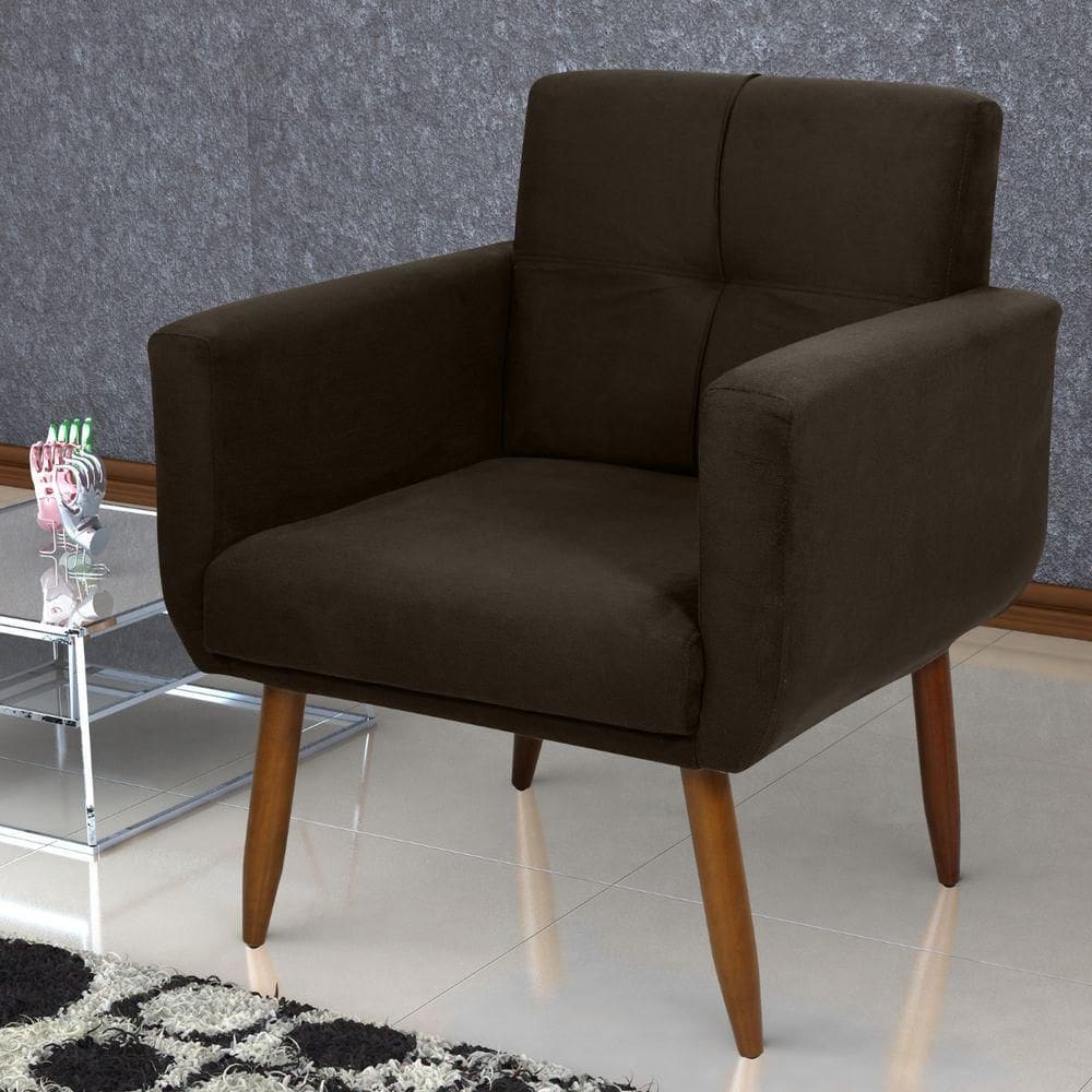 Poltrona Decorativa Juan Suede Marrom