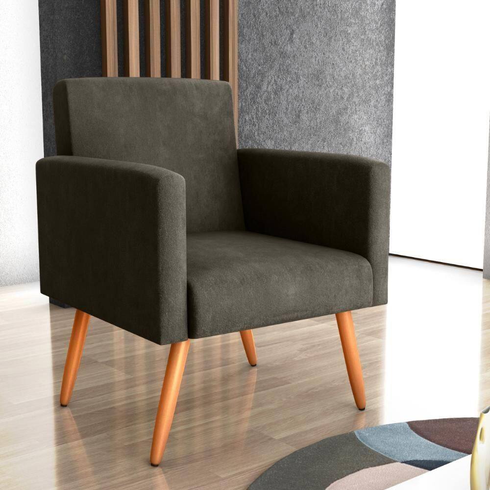 Poltrona Decorativa Para Sala Pará Veludo Turkey Marrom