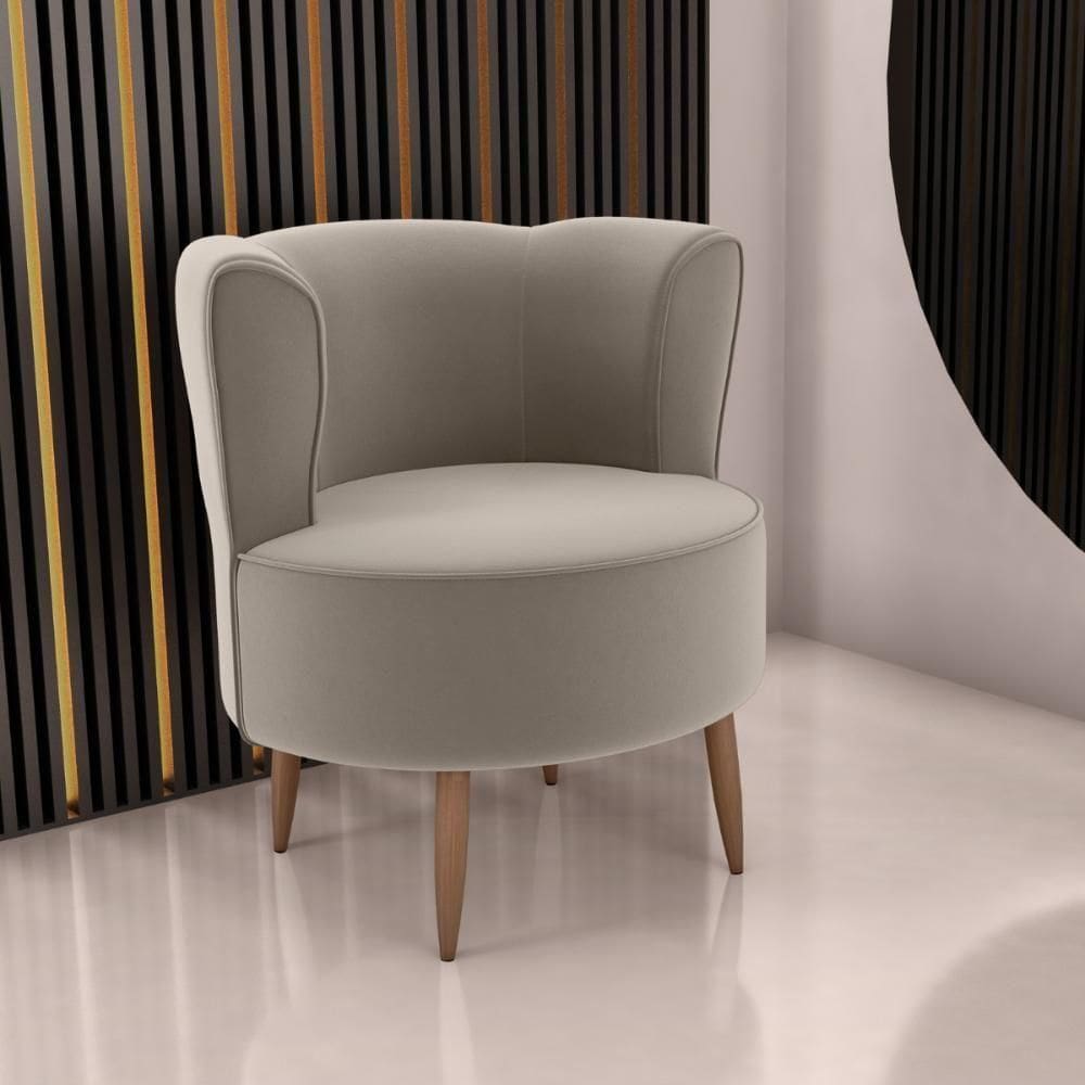 Poltrona Para Sala De Recepção Ceará Veludo Cappuccino