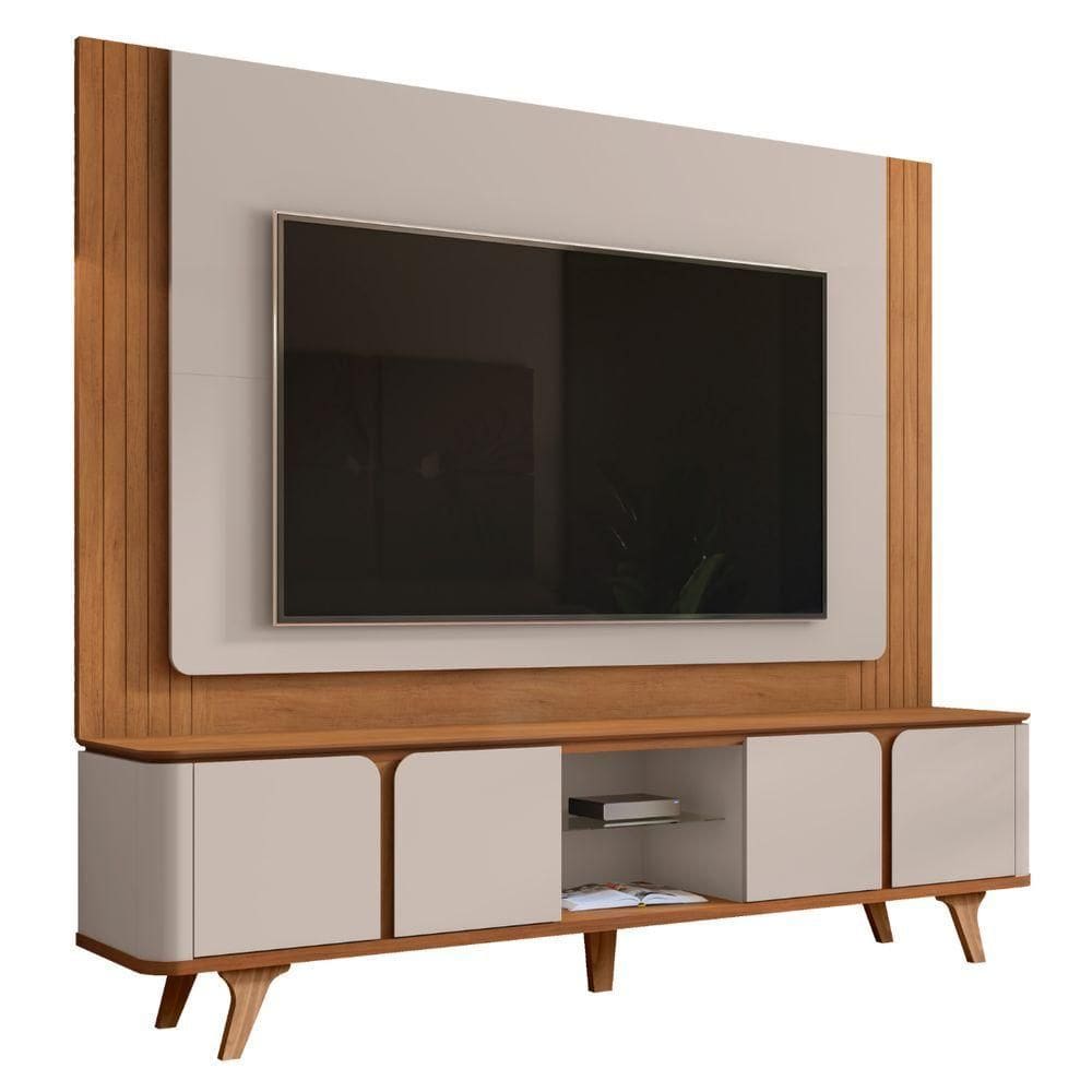 Conjunto Rack E Painel Para Tvs De 60 Burke Cedro Off White